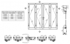Kích thước cửa đi nhôm Xingfa 4 cánh